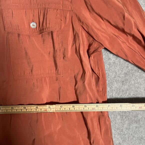 John mark Tunic Top Womens L Copper Long Sleeve Button Up Shirt Blouse Rayon - Picture 6 of 12